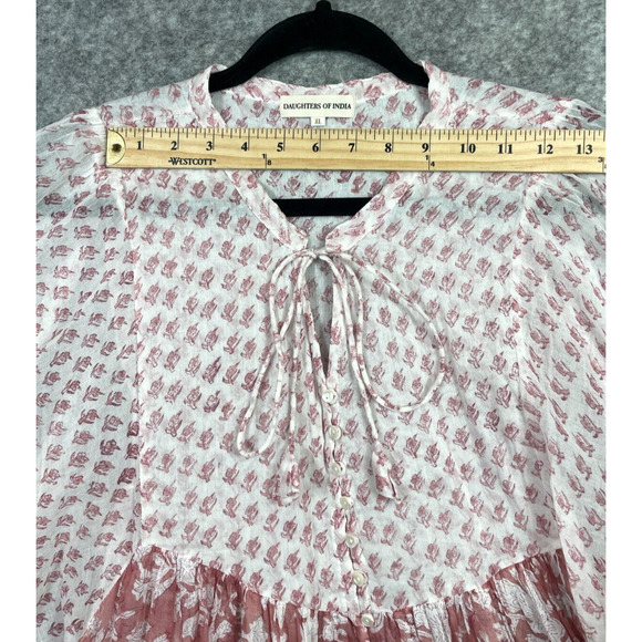 Daughters of India Womens Nora Mini Dress Boho Floral Primrose Pink White XL - Picture 10 of 13